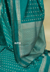 Teal Green- Raaga - Premium Raw Mango silk saree with Rettabeta Border and Buttas